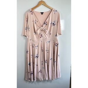 Torrid Blush Pink Floral Cottagecore Fit Flare Dress Romantic Feminine 2X